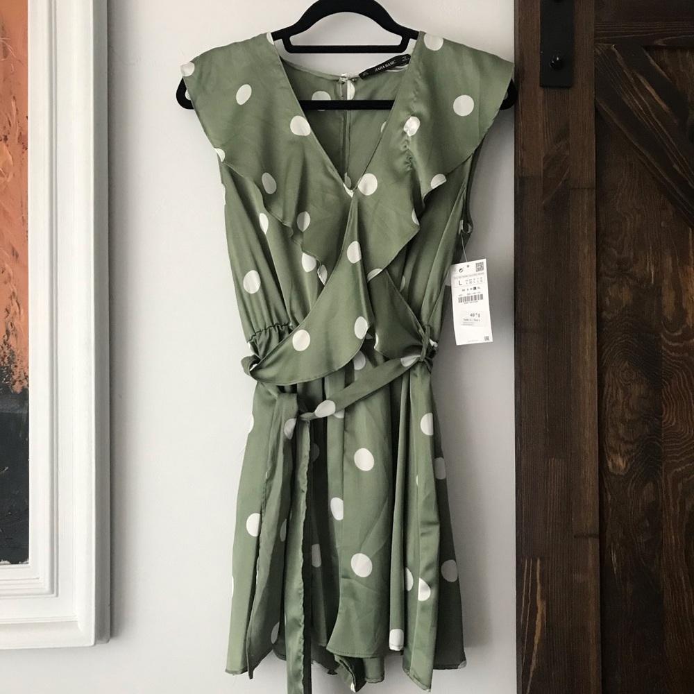 Silk polka dot romper